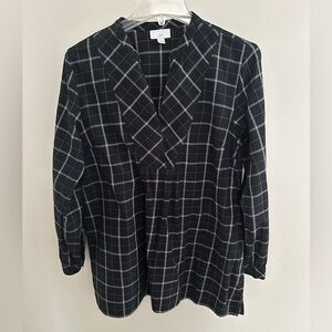 J Jill black size M black, white and a bit of blue plaid tunic, very good cond